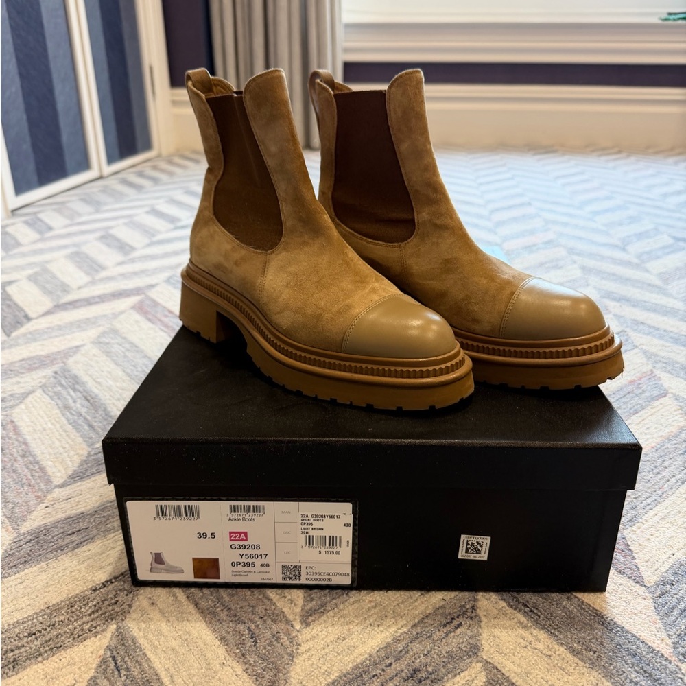CHANEL Brown Suede Ankle Booties